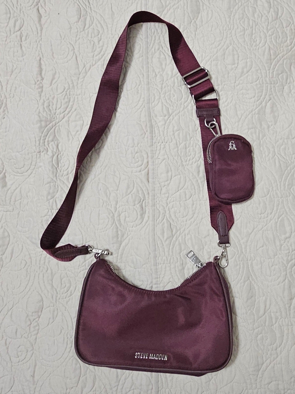 Steve Madden Wine Burgundy Crossbody Bag with Detachable Pouch